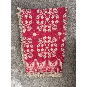 Vtg BATES NEWPORT EAGLE BEDSPREAD Red Tan Cotton Reversible 80 X 109 EUC